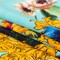 1 Yard Turquoise Gold Luxury Silk Charmeuse Formal Gown Fabric Digital Floral Print, 55 Inches Wide
